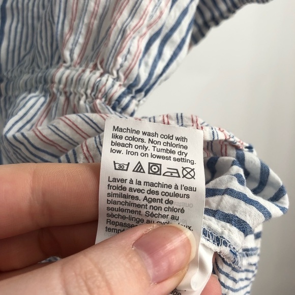 MADEWELL Drawstring Waist Striped Top Tie Side Blouse Light M Stripes L5107 - Picture 6 of 8